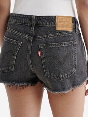 Levi's Black Disstressed Raw Hem Denim Shorts